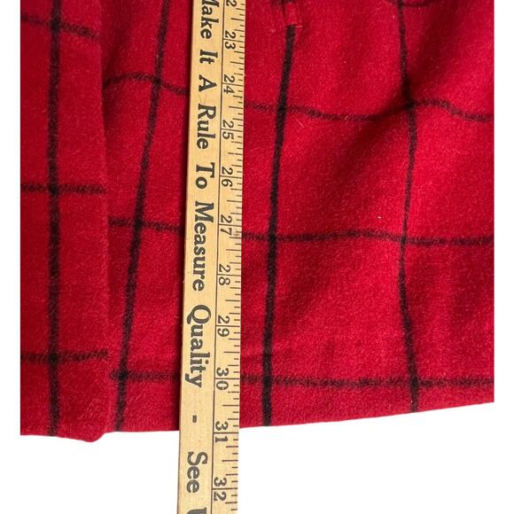 Jessica London Peacoat Women 24 Petite Red Check Wool Blend Double Breasted Coat - Picture 7 of 10